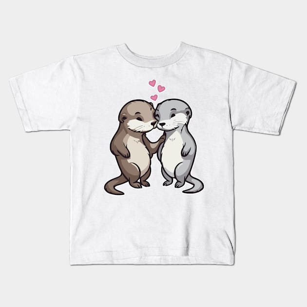 Otter in Love Kids T-Shirt by IDesign23